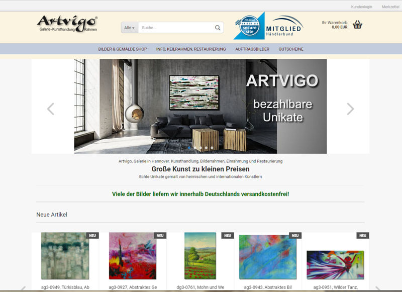 Online shop Galerie Leinwandbilder